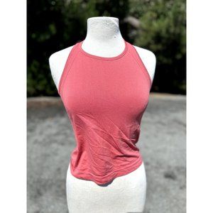 Papaya Active Tank Top Womens Small Pink Crop Racerback Crew back Activewear